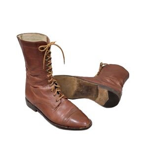 Vintage EDWARDIAN ERA Style HANDCRAFTED Genuine Leather Lace-Up Boots